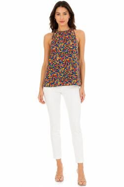 Rebecca Taylor Silk Confetti Floral Halter Top Ink Pop Combo Multicolor Size 0
